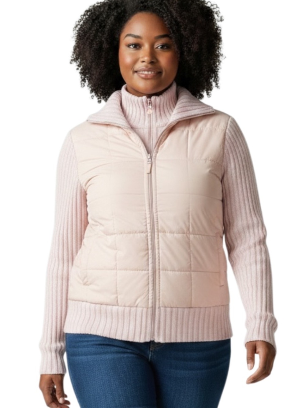 Derek Heart Blush Quilted Hybrid Puffer Jacket